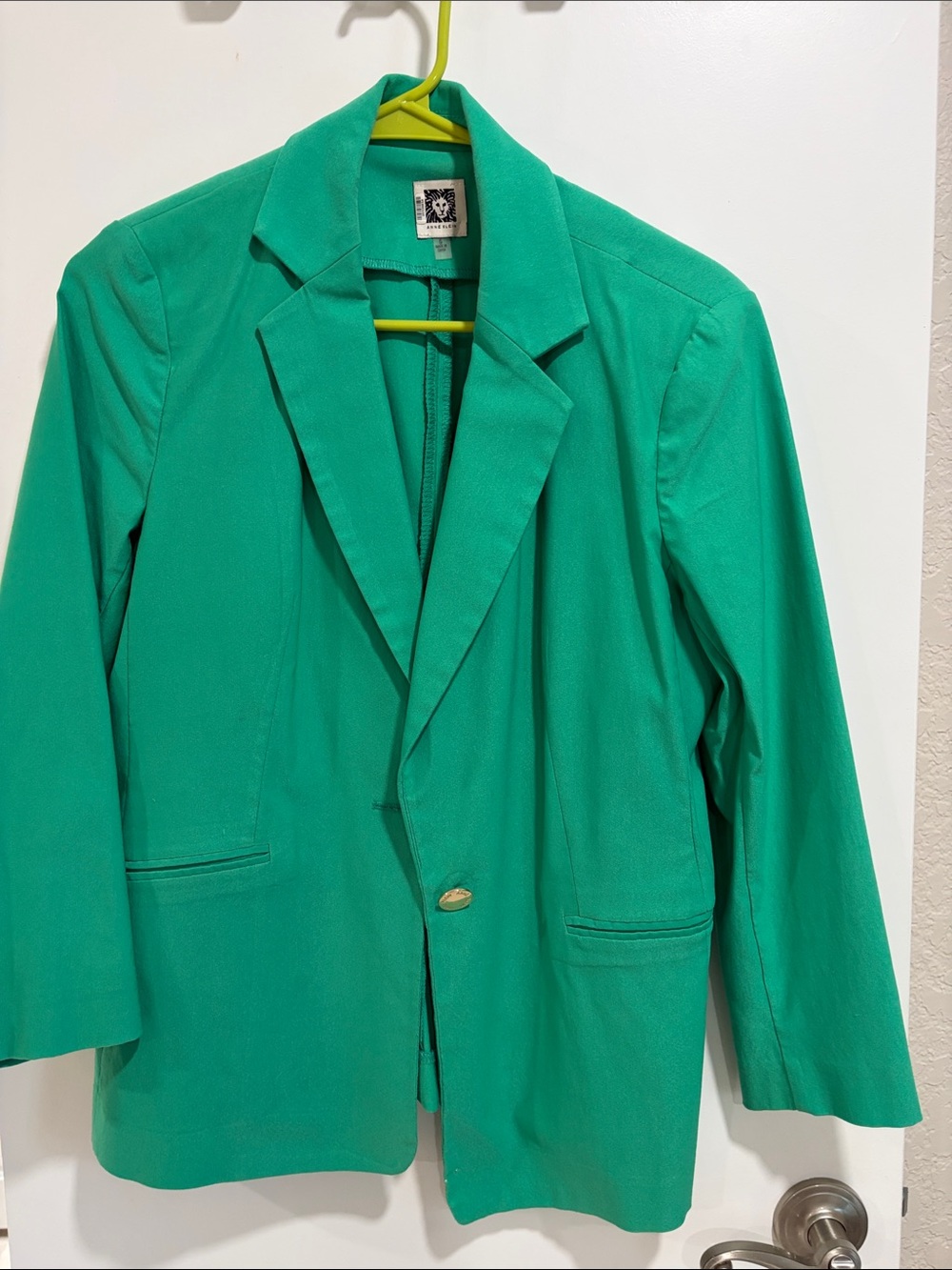 Anne Klein Vibrant Green Single-Button Blazer